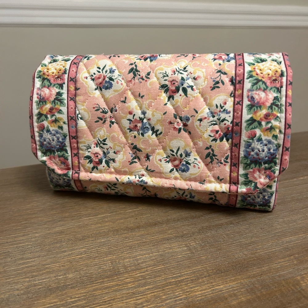 Vera Bradley 1996 Pastel Pink Trifold Wallet Crossbody